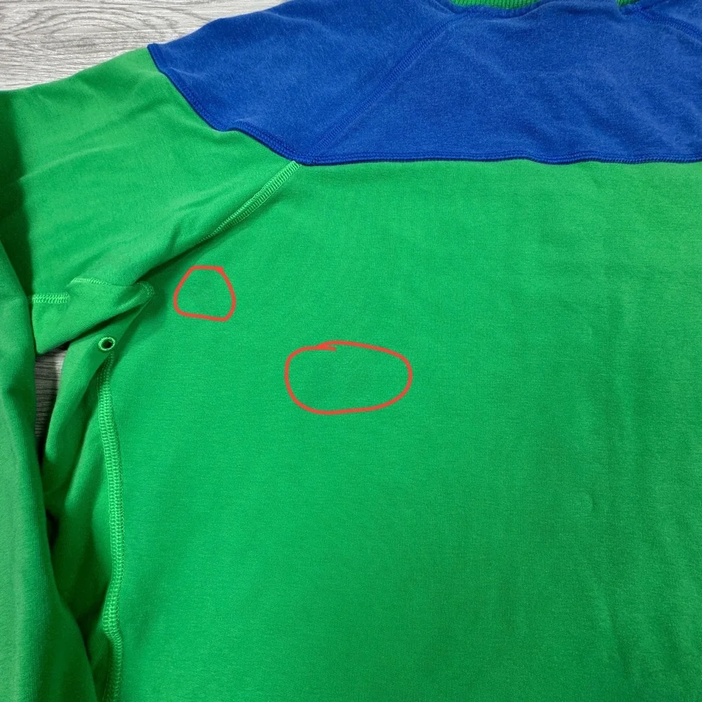 Nike Men's Sweatshirt Dri-FIT Colorblock Green Blue XL Zipper Pockets Pullover‎
